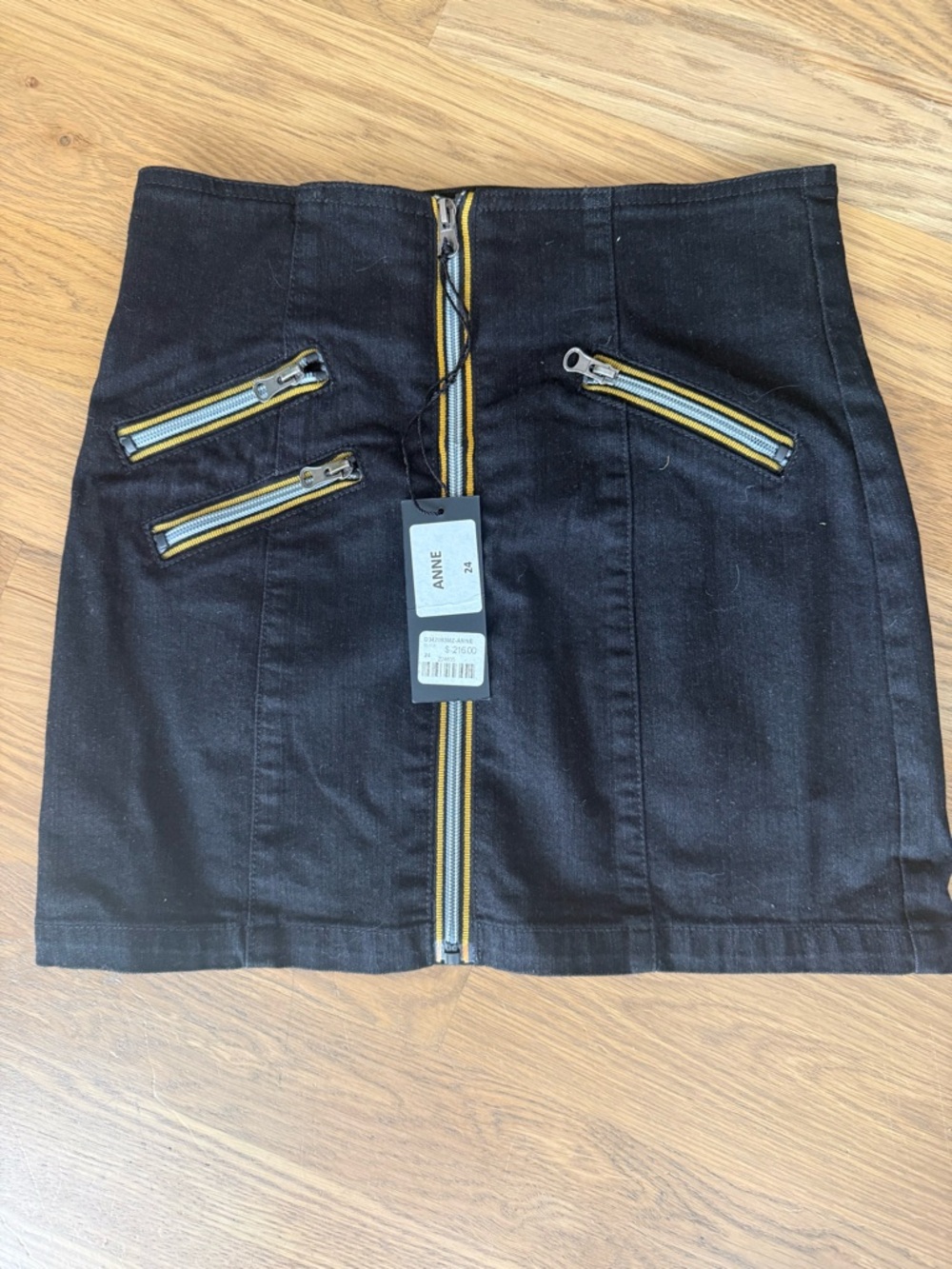 Carmar Black A-Line Denim Mini Skirt